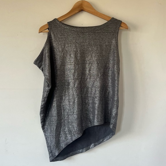 Eileen Fisher asymmetrical silver top - Picture 5 of 8